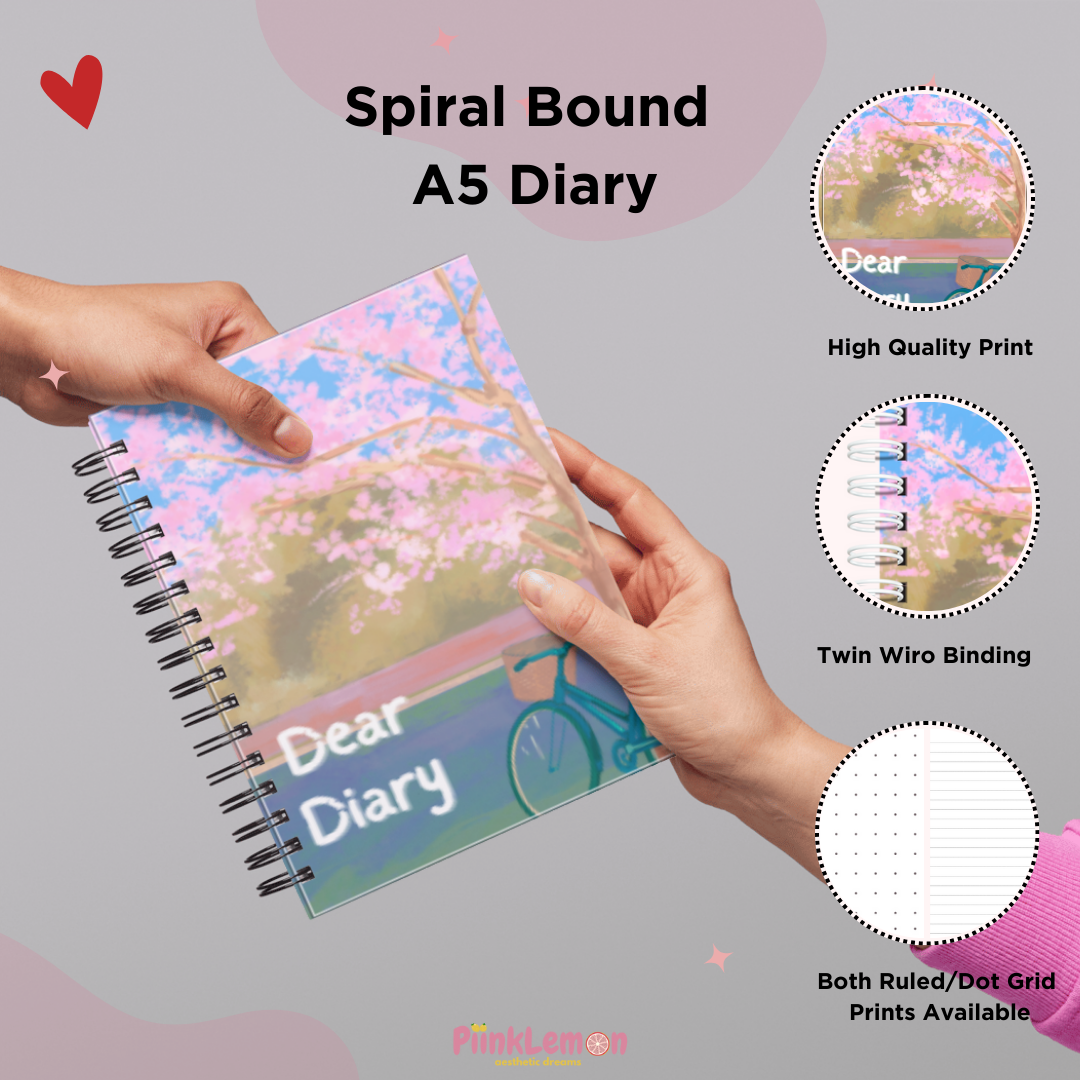 A5 Spiral Diary : "Bloom & Ride Diary"