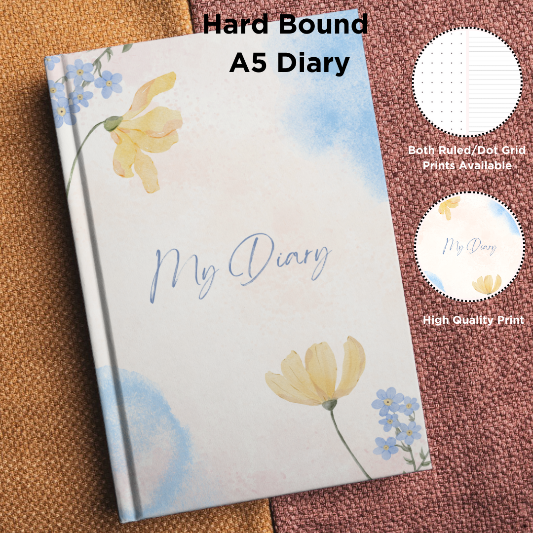 A5 Hardbound Diary : "Blue Bloom"