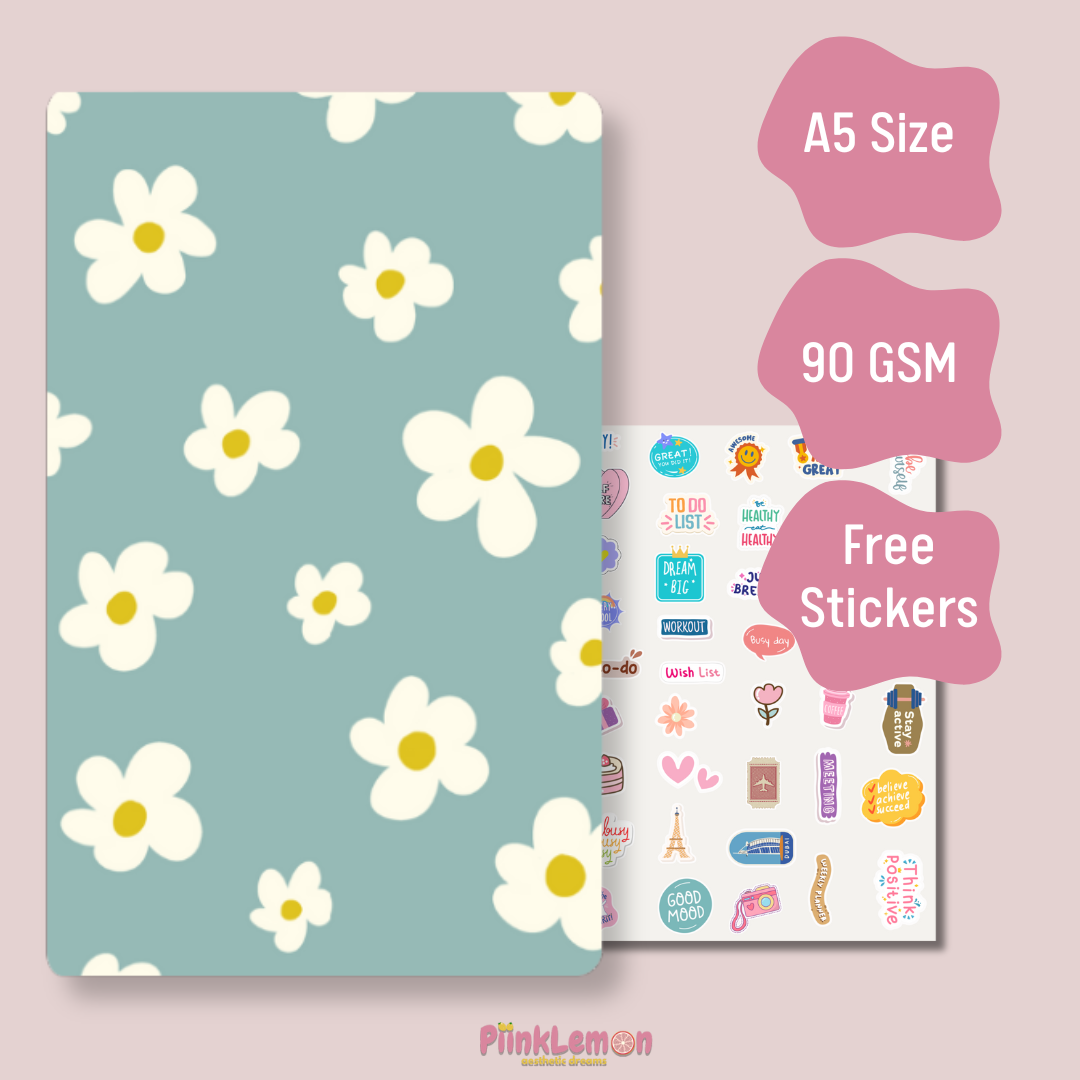 Azure Blooms A5 notebook cover – 2027 planner bundle option